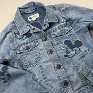 Gap Kids XL Regular Disney Denim Jean Jacket Mickey Mouse Distressed‎